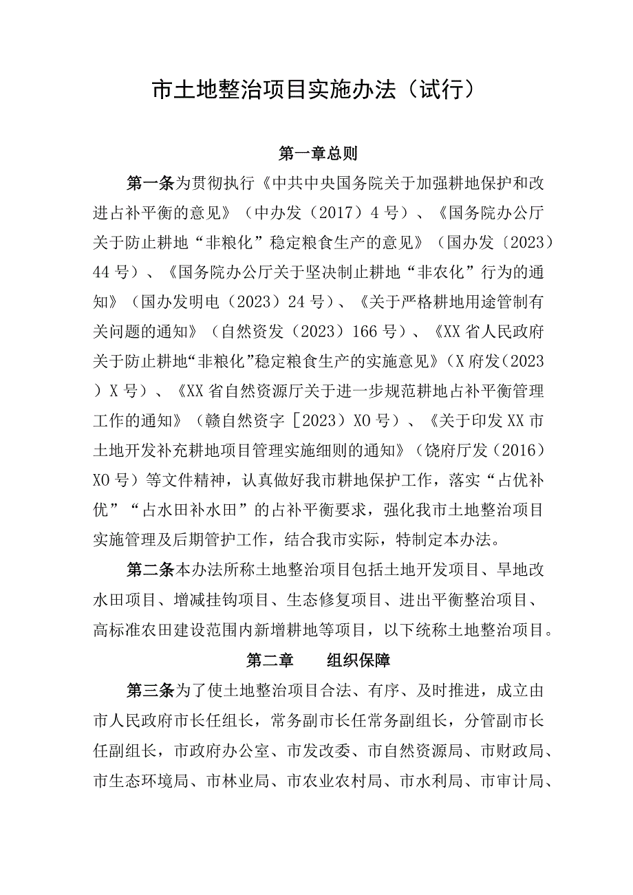 市土地整治项目实施办法.docx_第1页