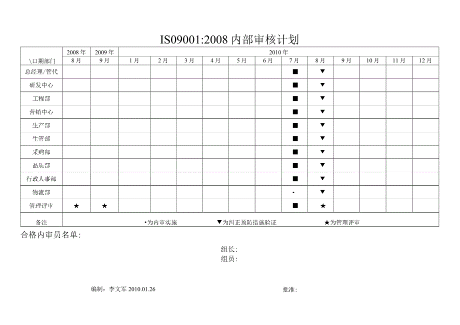 年度内部审核计划.docx_第1页