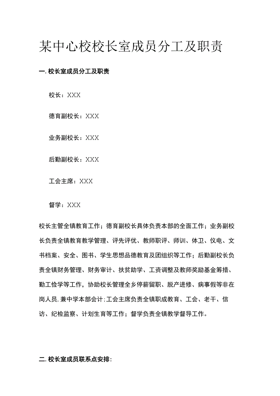 某中心校校长室成员分工及职责.docx_第1页