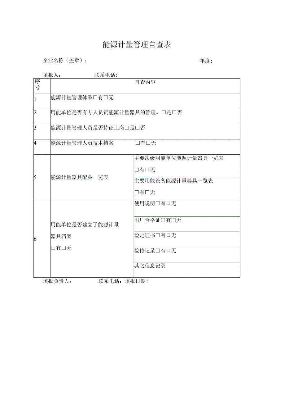 能源计量管理自查表.docx_第1页