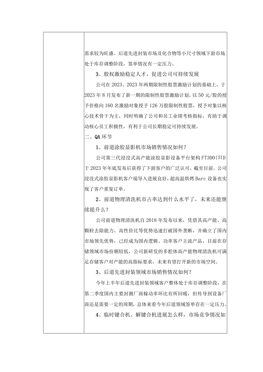 证券代码688037证券简称芯源微沈阳芯源微电子设备股份有限公司投资者关系活动记录表.docx_第2页