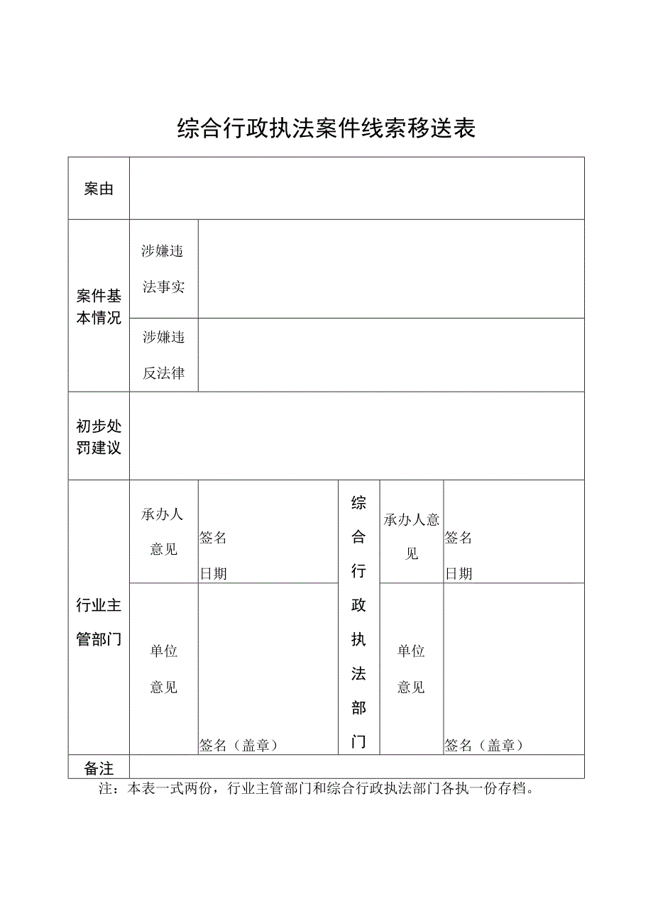 综合行政执法案件线索移送表.docx_第1页