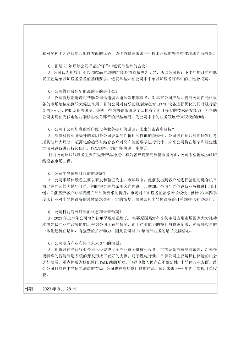 证券代码688516证券简称奥特维无锡奥特维科技股份有限公司投资者关系活动记录表.docx_第2页