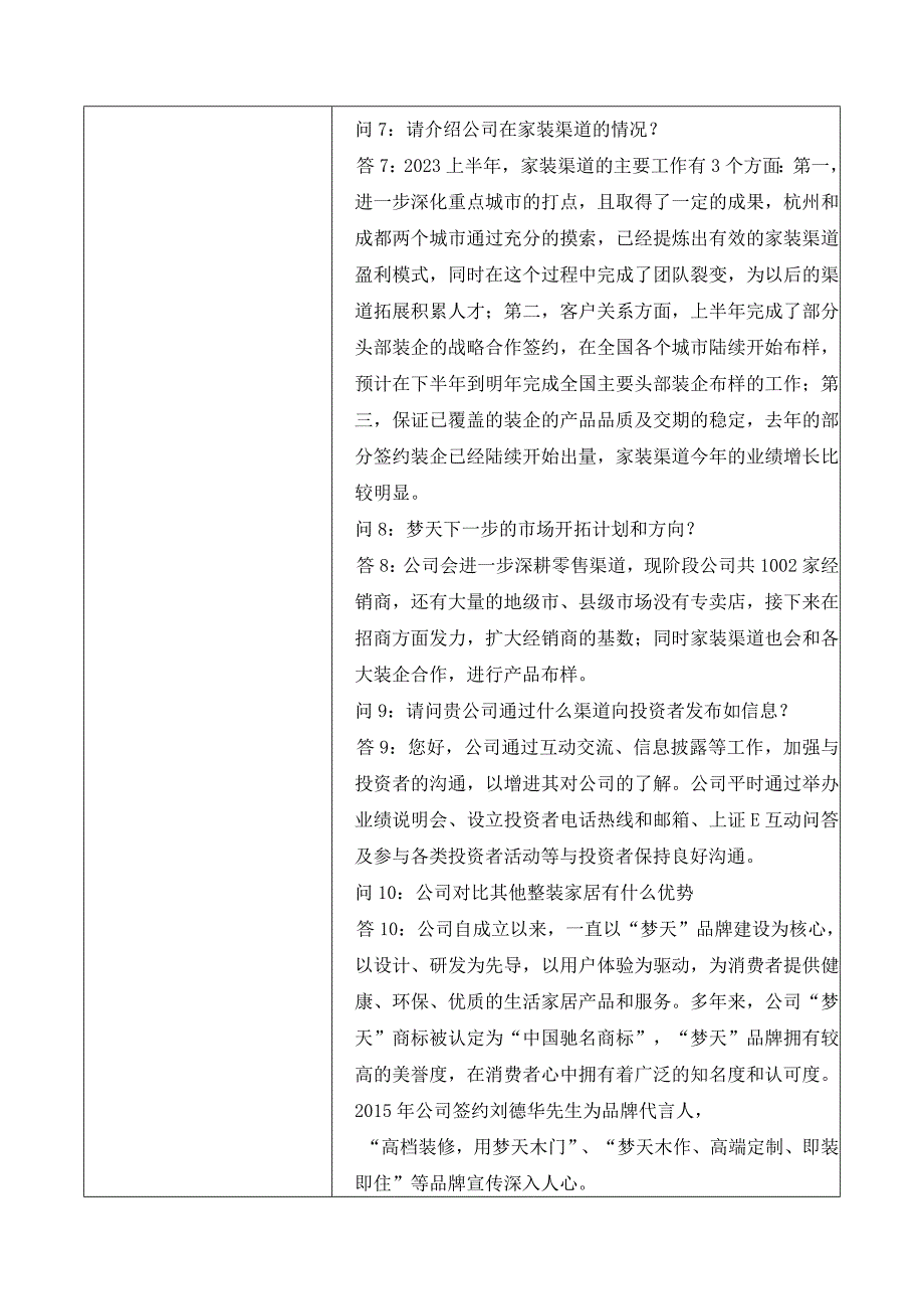 证券代码603216证券简称梦天家居梦天家居集团股份有限公司投资者关系活动记录表.docx_第3页