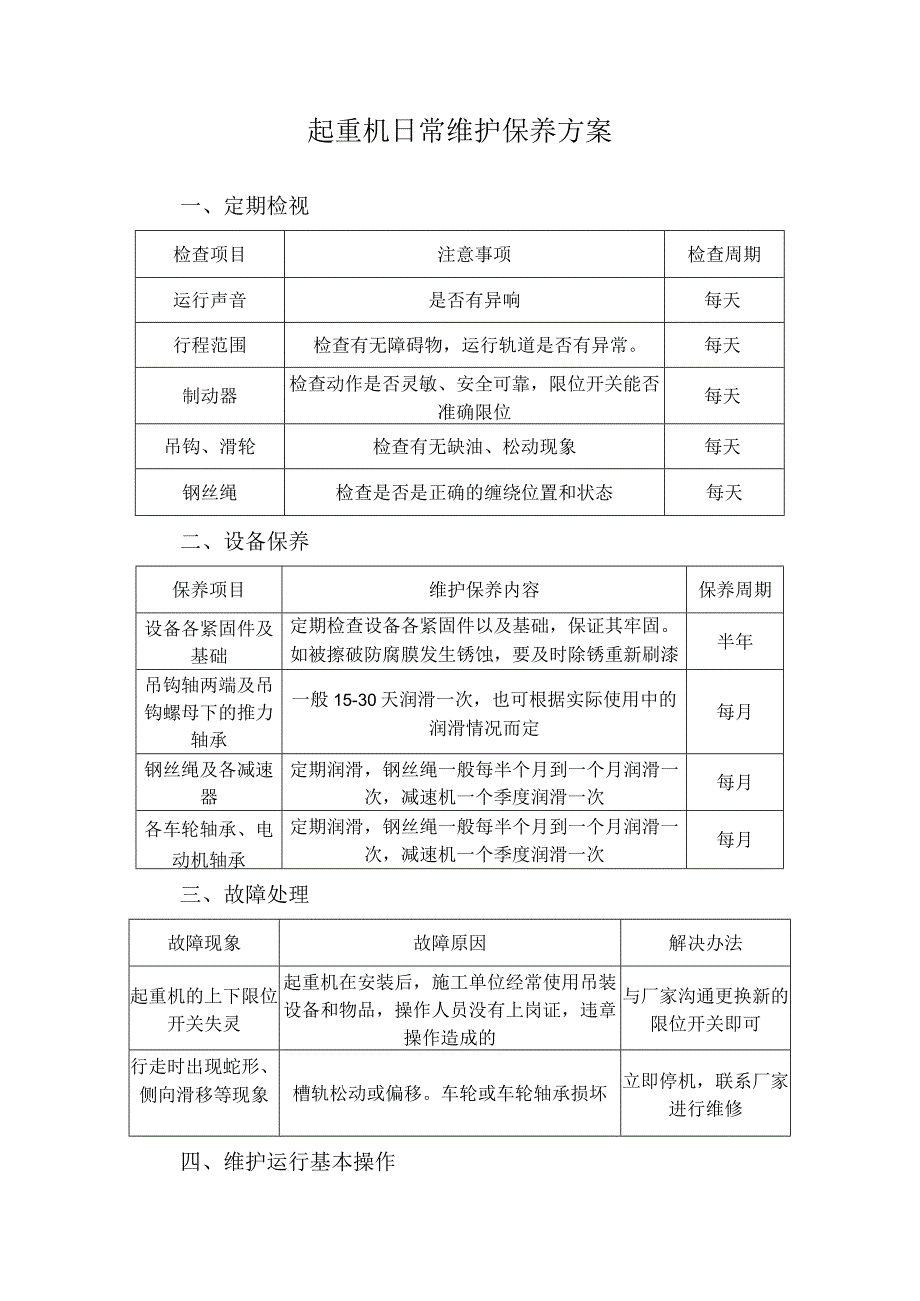 起重机日常维护保养方案.docx_第1页