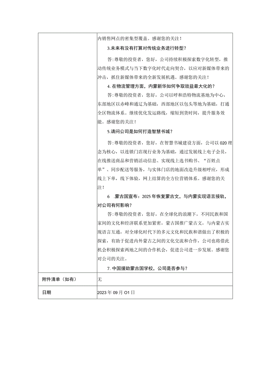 证券代码603230证券简称内蒙新华内蒙古新华发行集团股份有限公司投资者关系活动记录表.docx_第2页