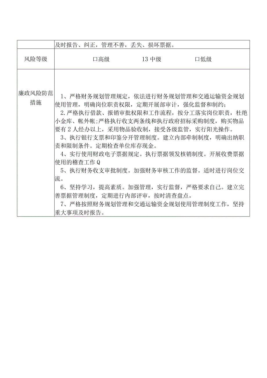 某县交通运输部门财务审计管理股干部个人岗位廉政风险点排查登记表.docx_第2页