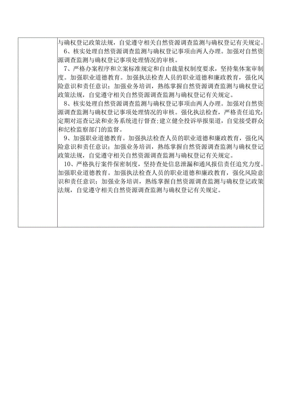 某县自然资源部门自然资源调查监测与确权登记股股长个人岗位廉政风险点排查登记表.docx_第3页