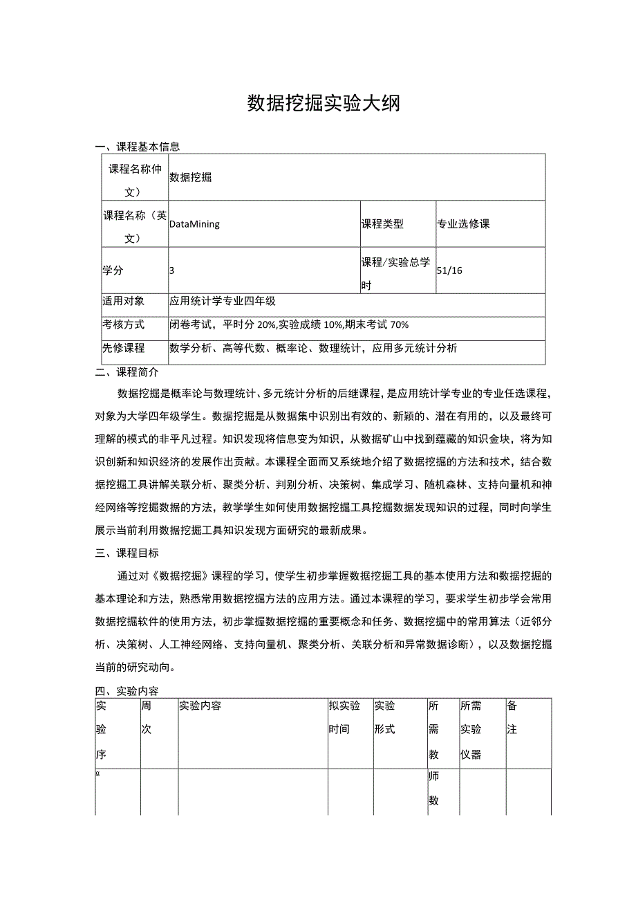 数据挖掘实验大纲.docx_第1页