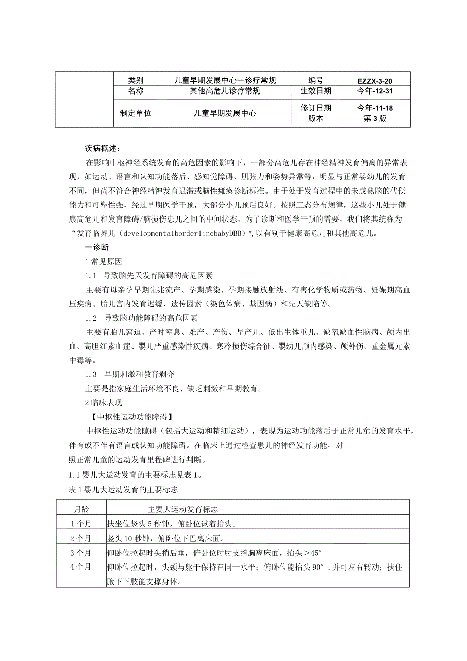 诊疗规范指南其他高危儿诊疗常规修订装订印刷版儿童早期发展中心儿童保健科三甲评审.docx_第1页