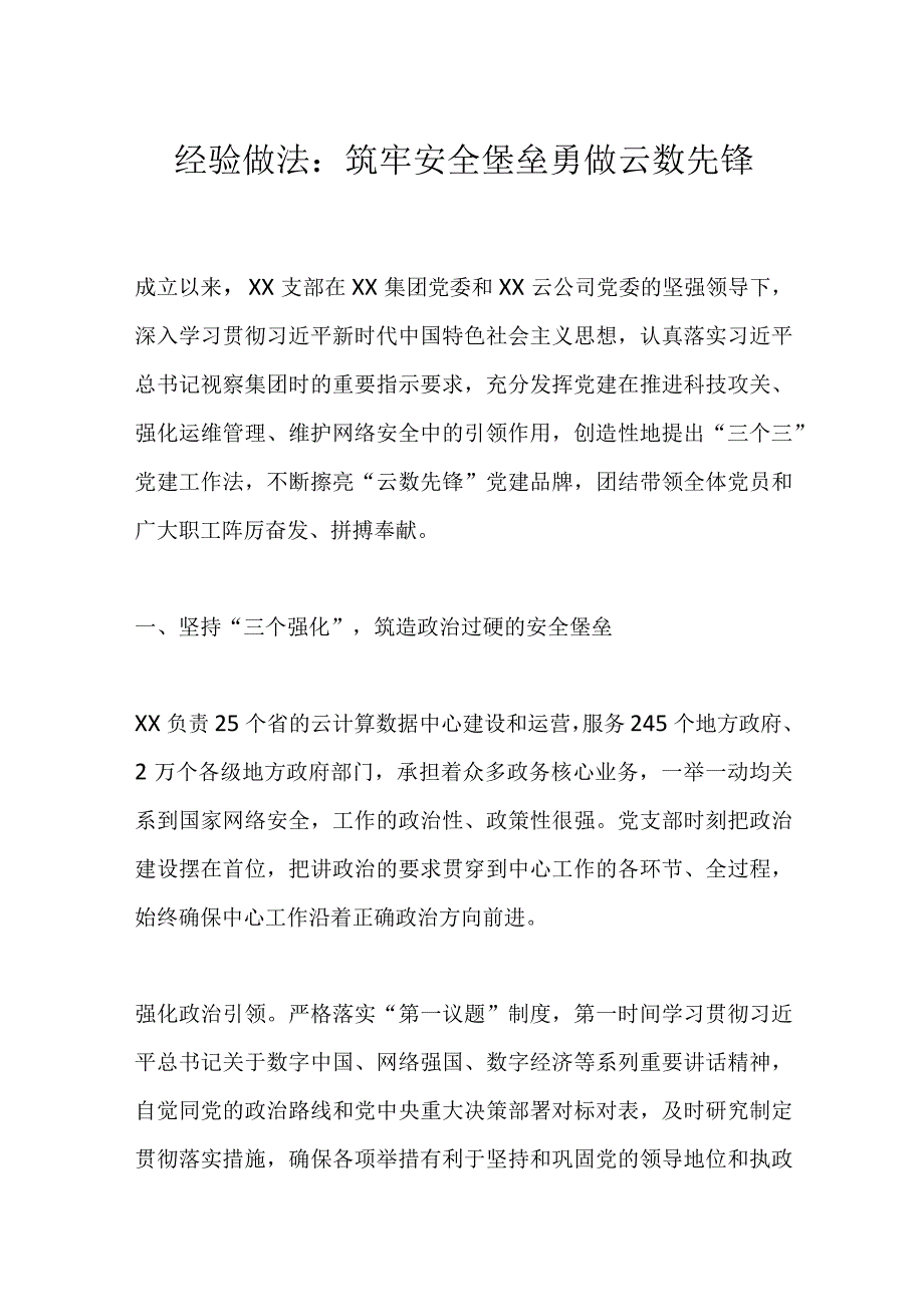 经验做法：筑牢安全堡垒勇做云数先锋.docx_第1页