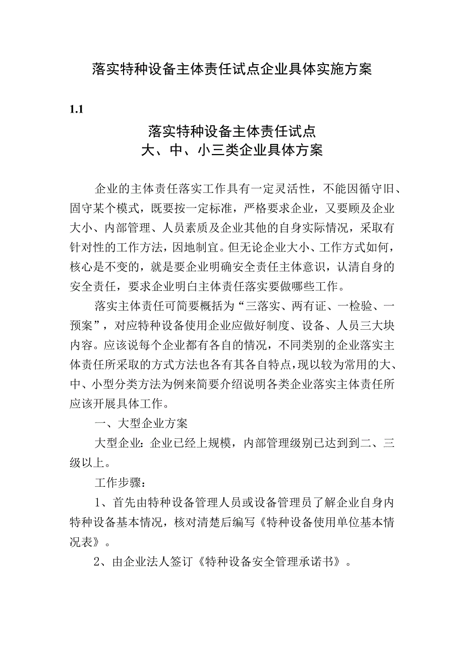 落实特种设备主体责任试点企业具体实施方案.docx_第1页