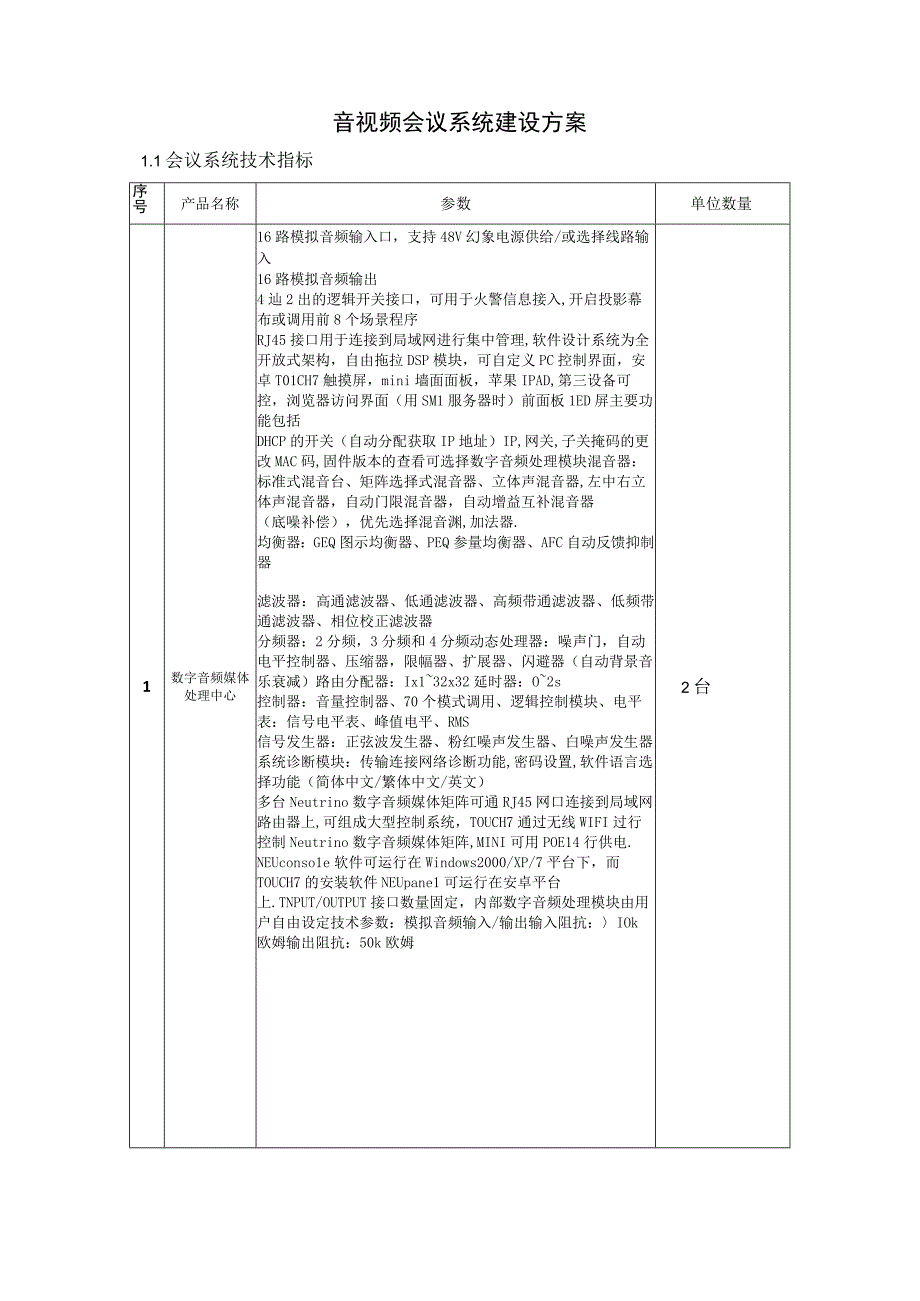 音视频会议系统建设方案1会议系统技术指标.docx_第1页