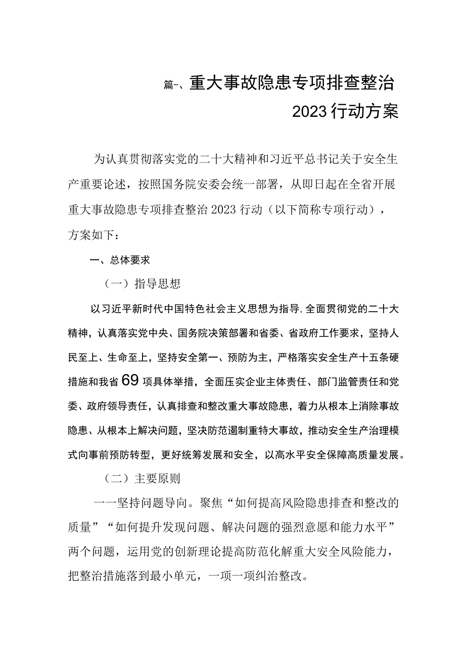 重大事故隐患专项排查整治2023行动方案（共8篇）.docx_第2页