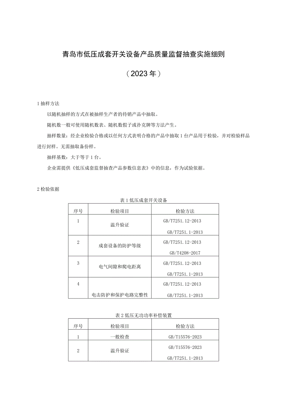 青岛市低压成套开关设备产品质量监督抽查实施细则2023年.docx_第1页