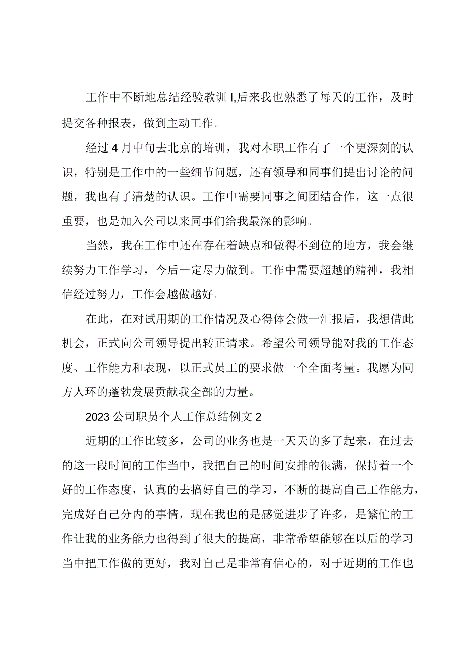 2023公司职员个人工作总结例文大全.docx_第2页