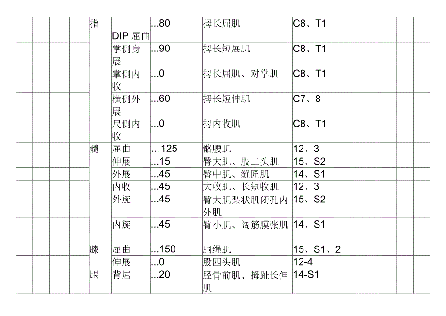 关节活动度检查、徒手肌力检查记录表（患者康复用表模板）.docx_第3页