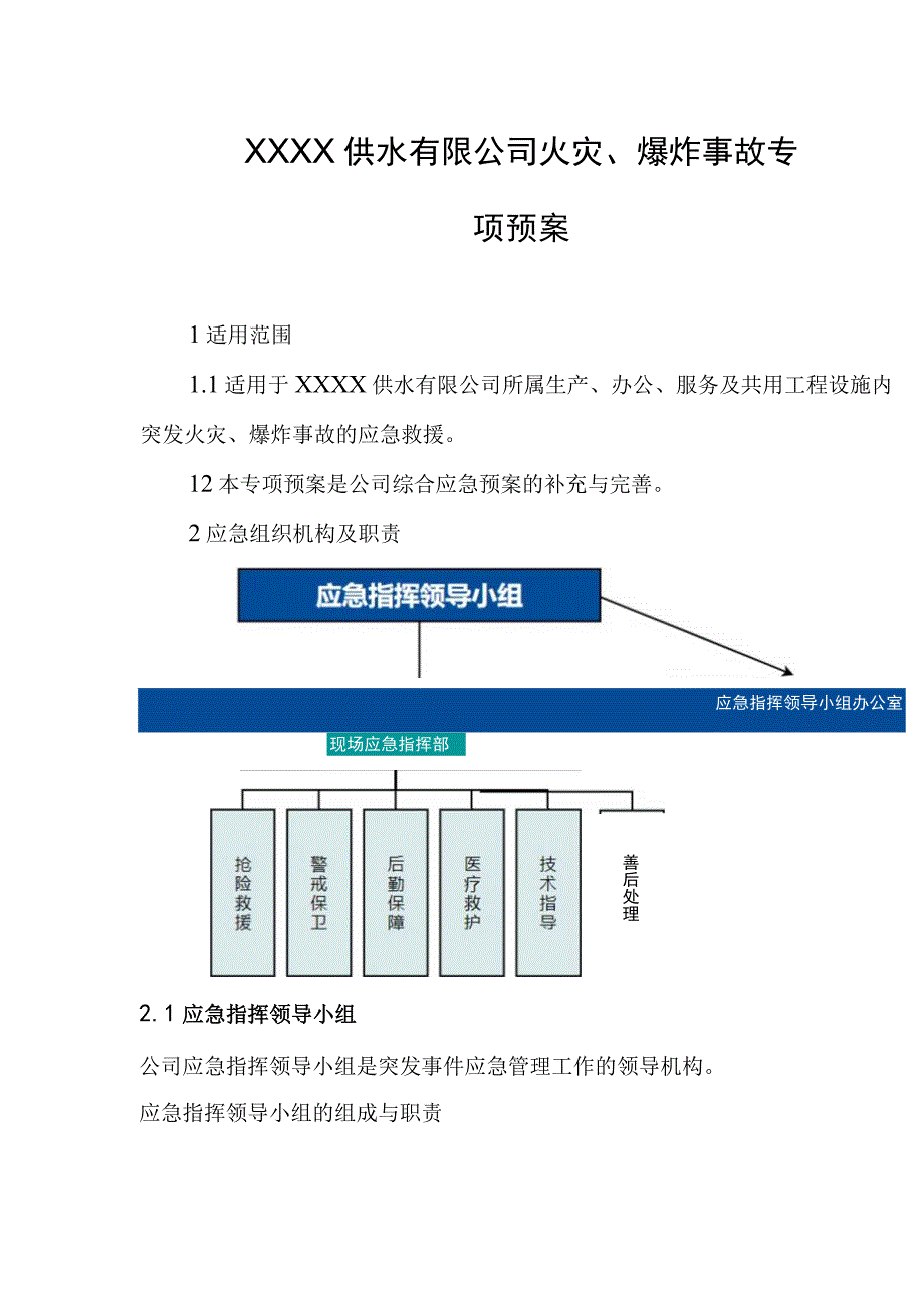 供水有限公司火灾、爆炸事故专项预案.docx_第1页