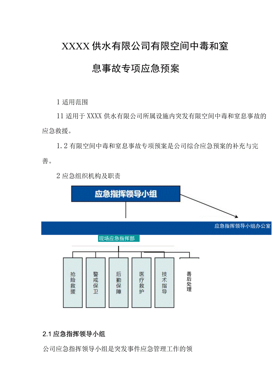 供水有限公司有限空间中毒和窒息事故专项应急预案.docx_第1页