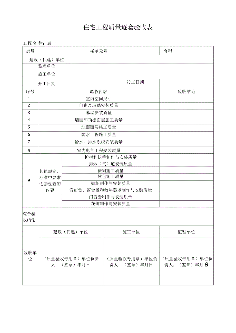 住宅工程质量逐套验收表.docx_第1页