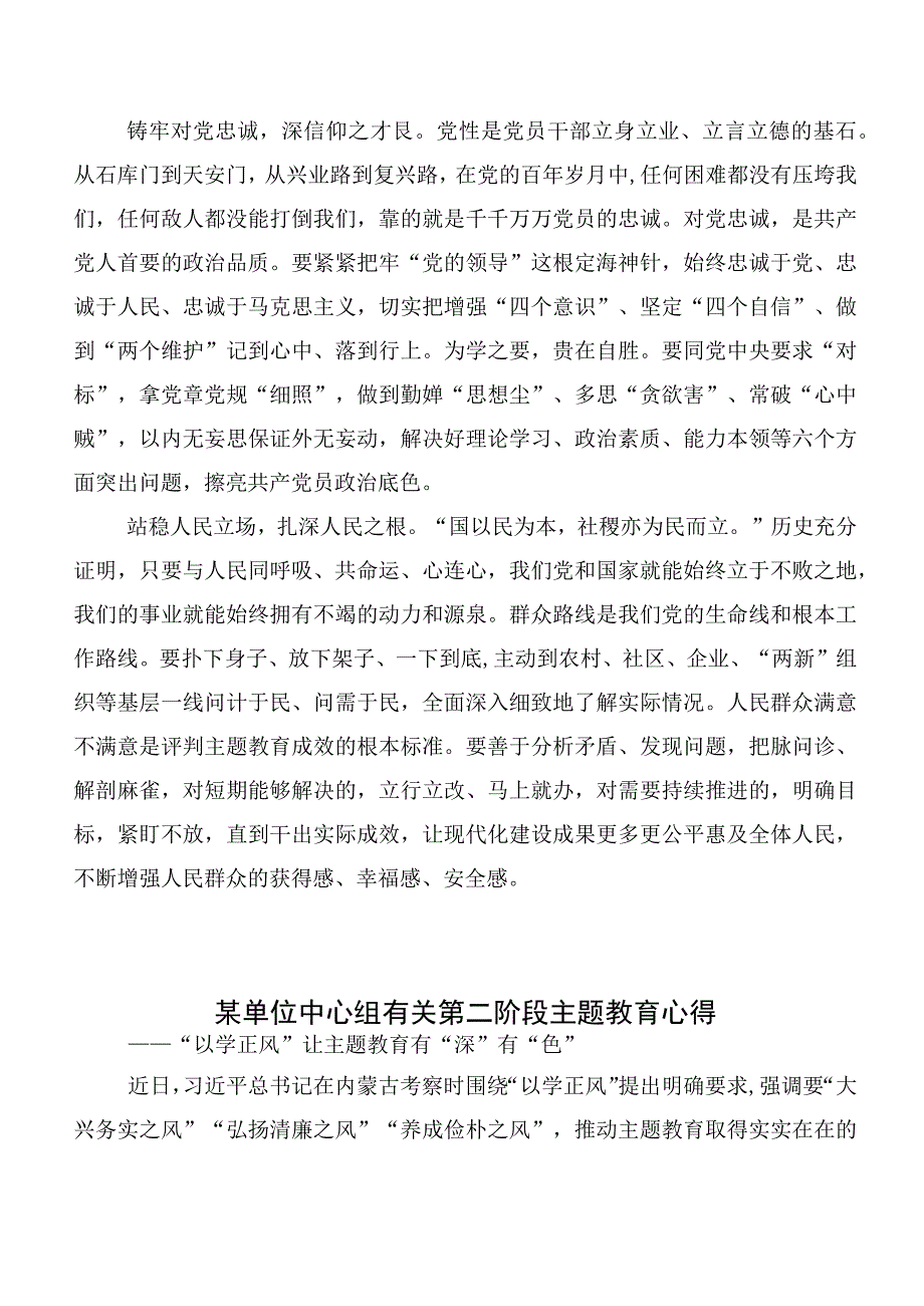 2023年关于学习贯彻主题教育心得体会（研讨材料）多篇.docx_第2页