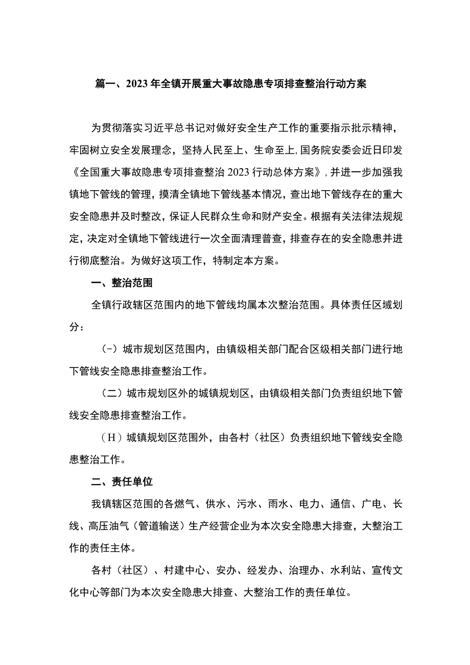 2023年全镇开展重大事故隐患专项排查整治行动方案（共8篇）.docx_第2页