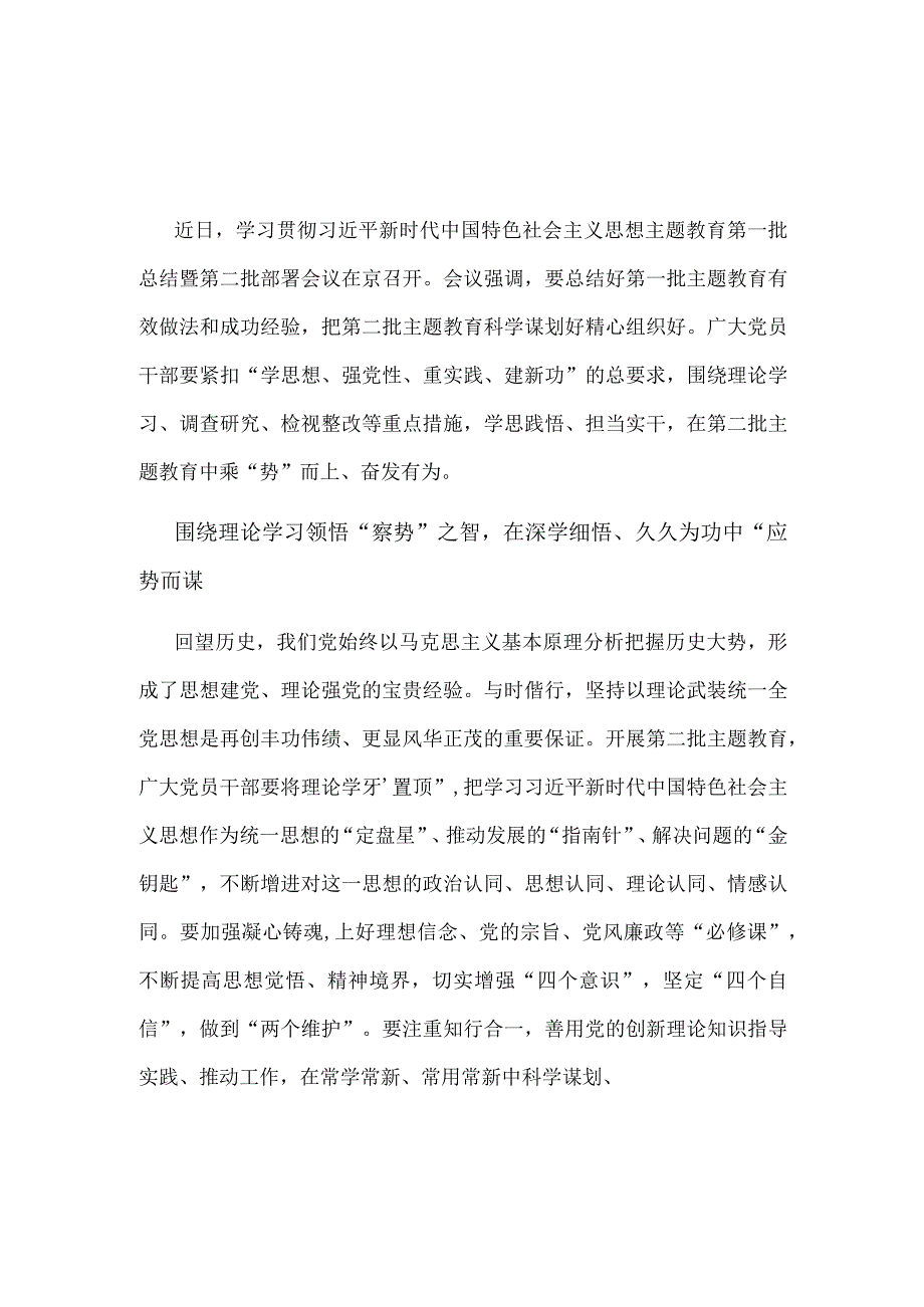 2023第二批主题教育发言材料(精选）.docx_第1页