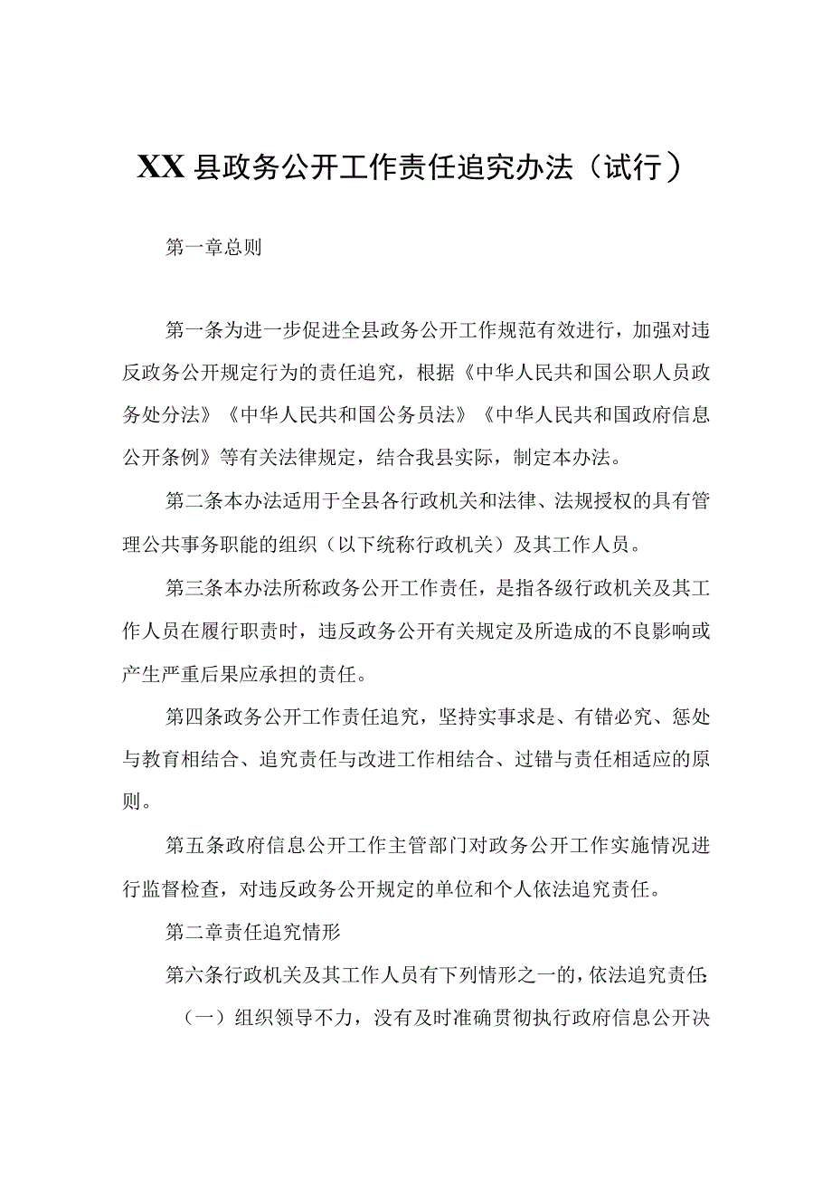 XX县政务公开工作责任追究办法（试行）.docx_第1页