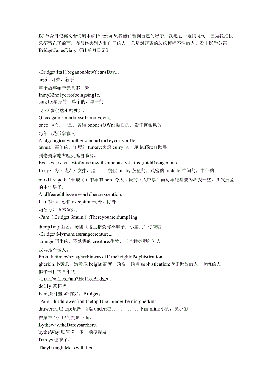 BJ单身日记-英文台词剧本解析.docx_第1页