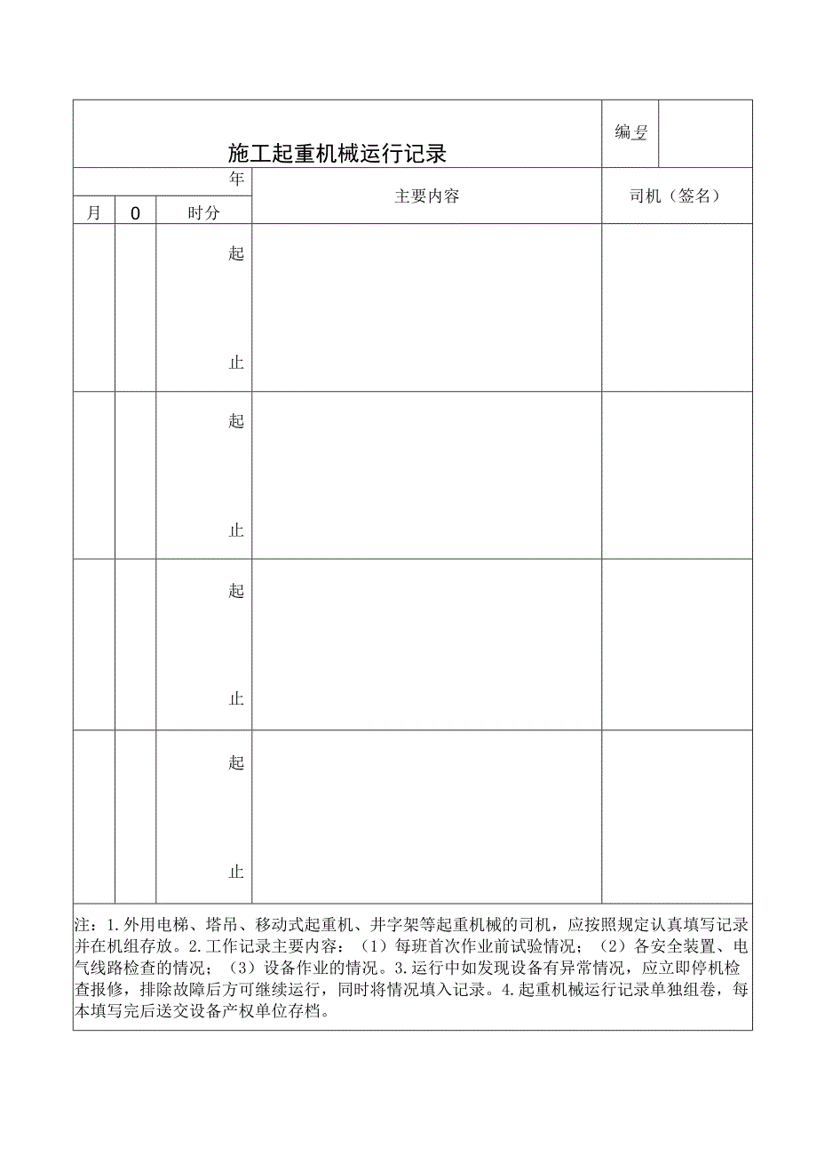 施工起重机械运行记录范文.docx_第1页