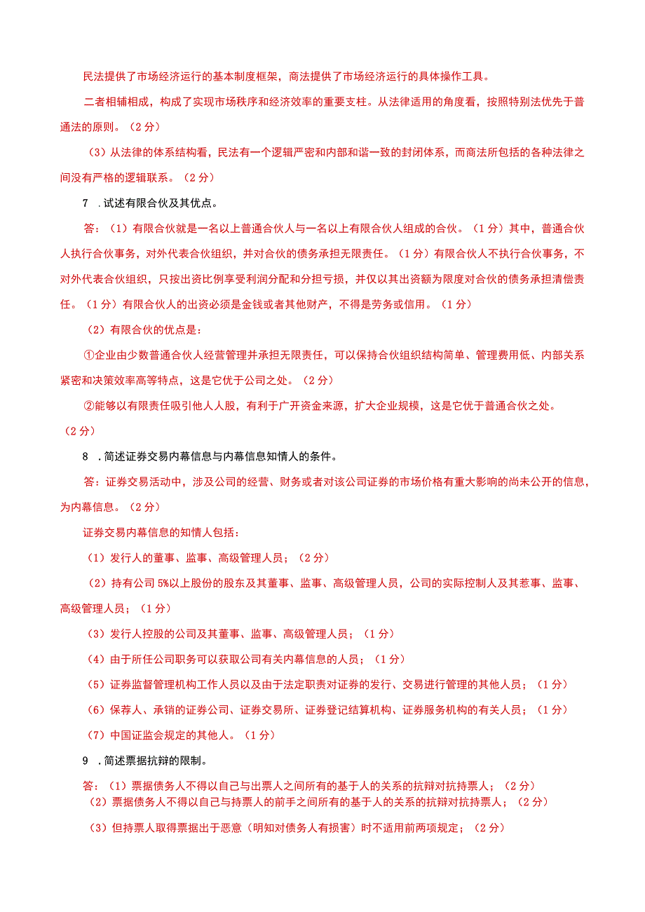 国家开放大学一网一平台电大《商法》简答题题库及答案（试卷代号：1058）.docx_第3页