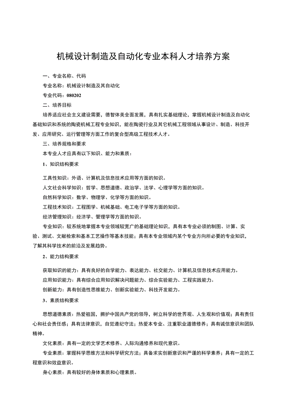 机械设计制造及自动化专业本科人才培养方案.docx_第1页