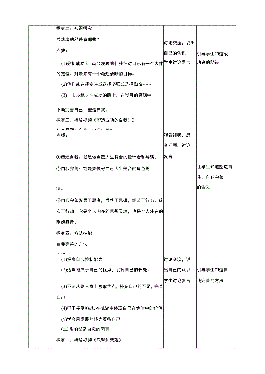 武汉版生命安全教育九年级全一册第二课塑造自我 教学设计.docx_第2页