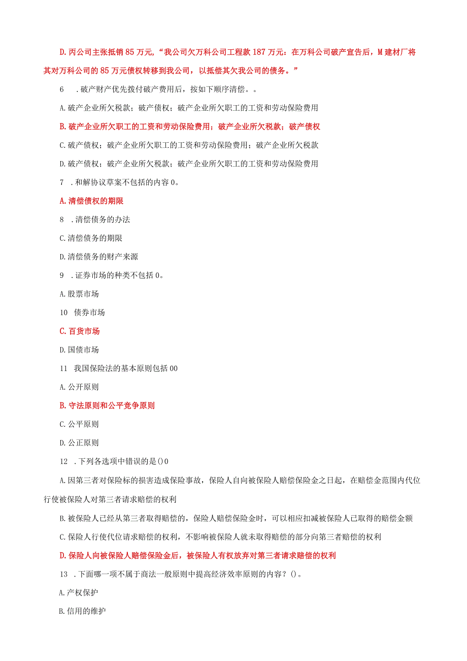 国家开放大学一网一平台电大《商法》期末试题题库及答案（试卷代号：1058）.docx_第2页