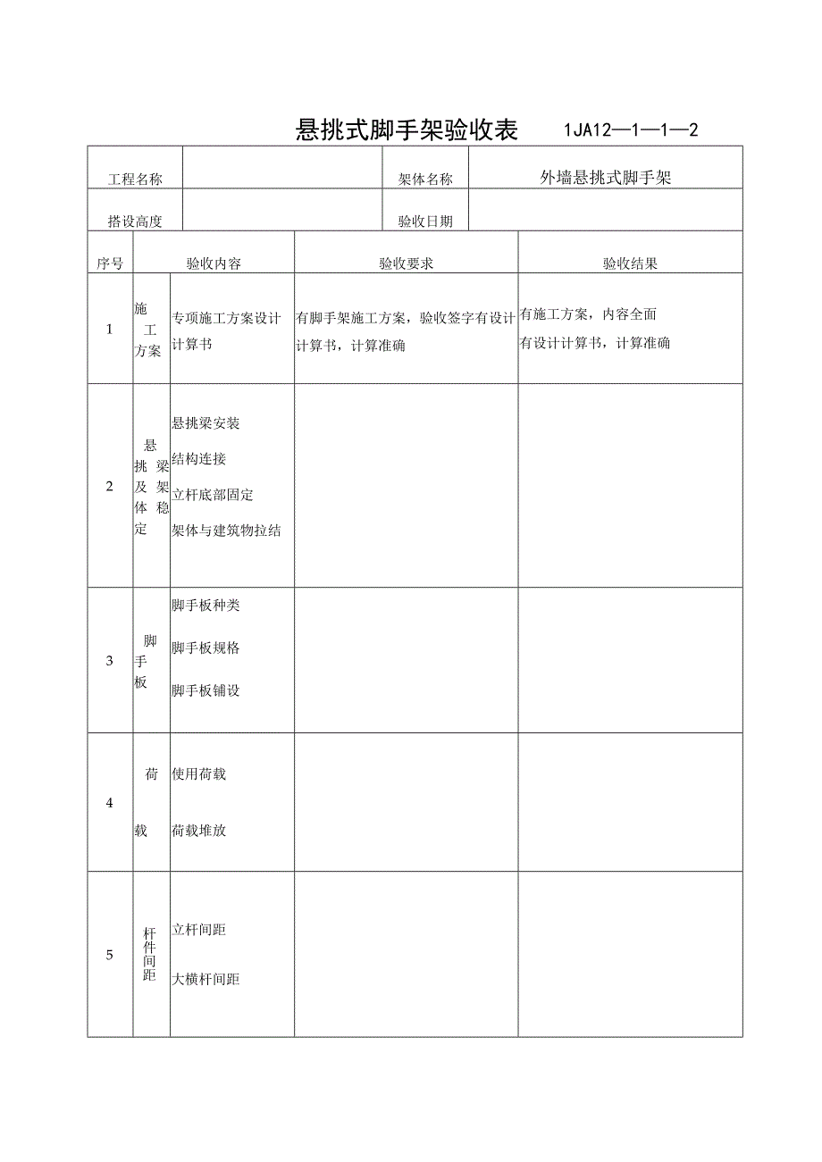 悬挑式脚手架验收记录范文.docx_第1页