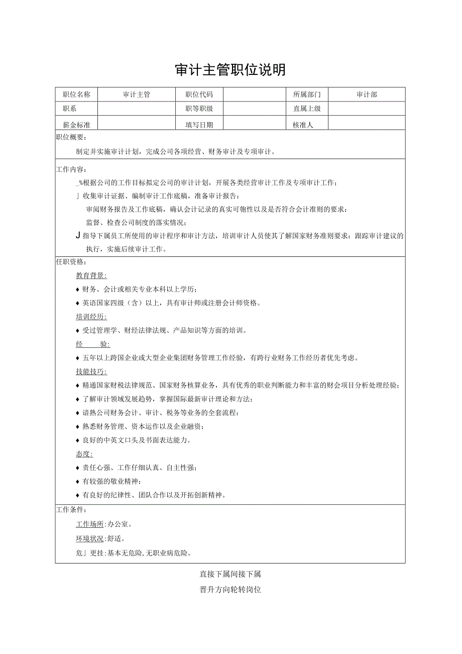 审计主管职位说明.docx_第1页