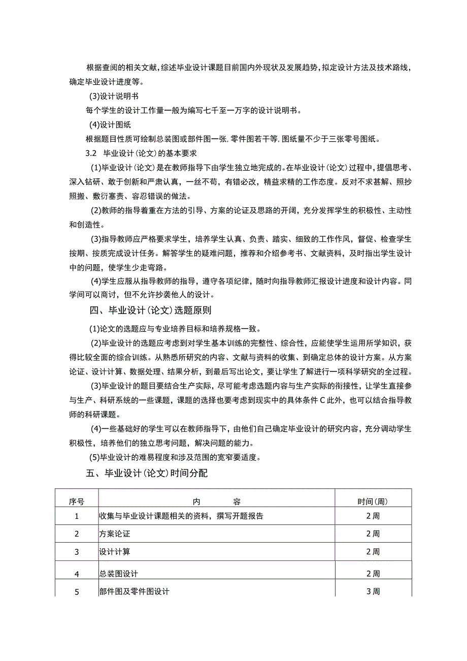 机械设计制造及其自动化专业毕业设计论文教学大纲.docx_第2页