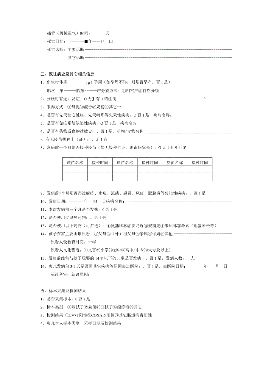 手足口病重症或死亡病例个案调查表(空白).docx_第3页