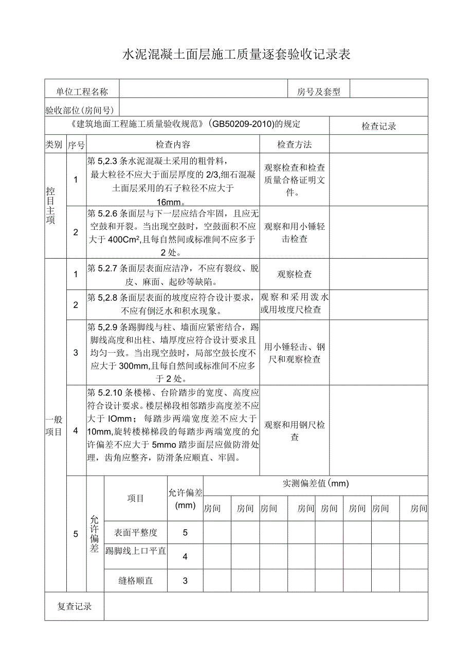 水泥混凝土面层施工质量逐套验收记录表.docx_第1页