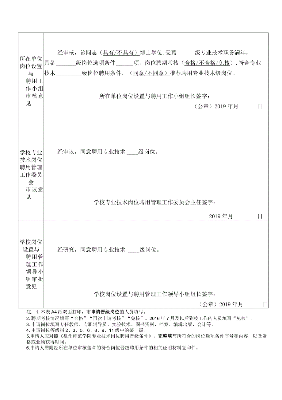 泉州师范学院专业技术岗位聘用申请表二.docx_第2页