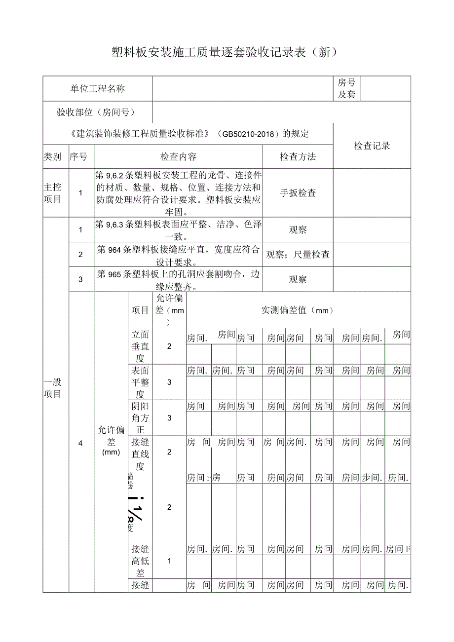 塑料板安装施工质量逐套验收记录表.docx_第1页