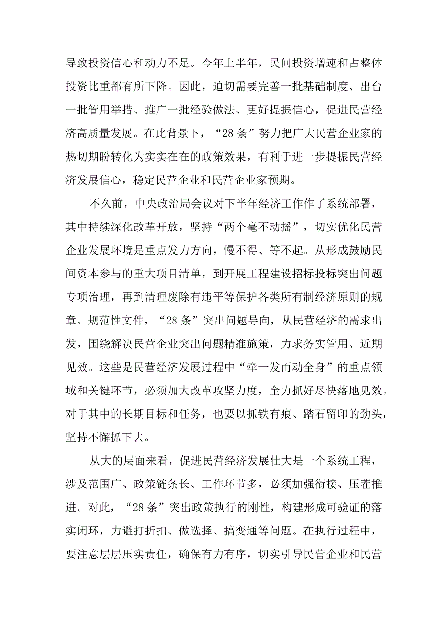 贯彻落实《关于实施促进民营经济发展近期若干举措的通知》心得发言稿+关于实施促进民营经济发展近期若干举措的通知.docx_第3页