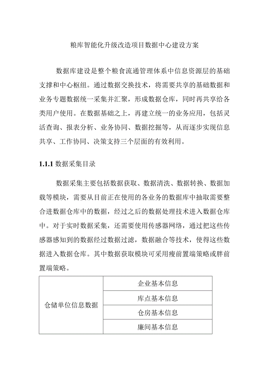 粮库智能化升级改造项目数据中心建设方案.docx_第1页