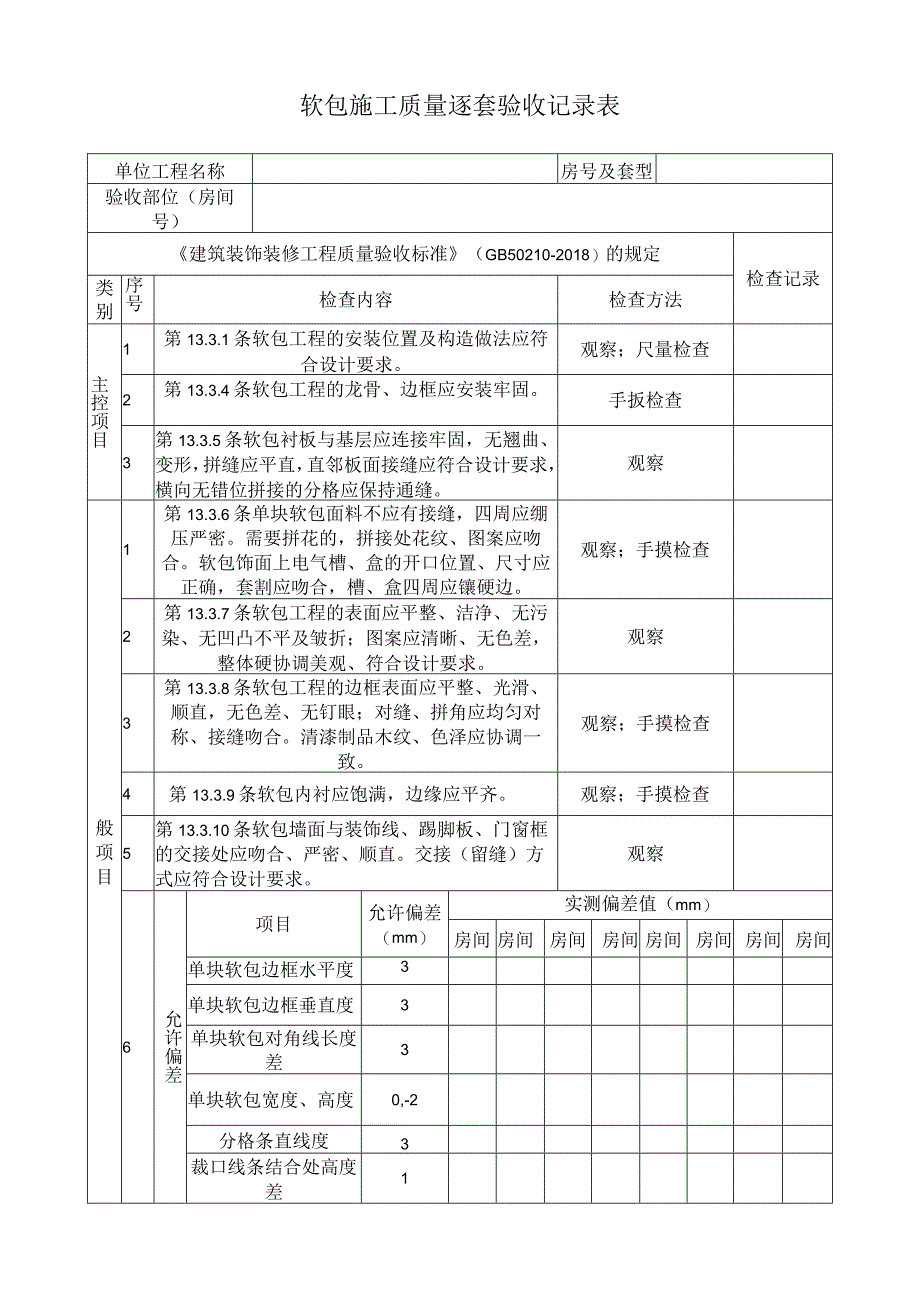 软包施工质量逐套验收记录表.docx_第1页