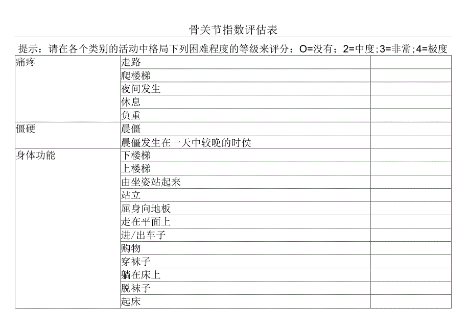 骨关节指数评估表.docx_第1页