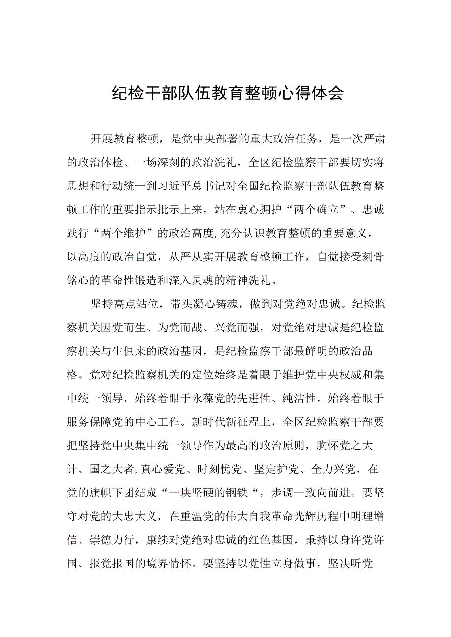 纪检监察干部队伍教育整顿心得体会研讨发言(8篇).docx_第1页