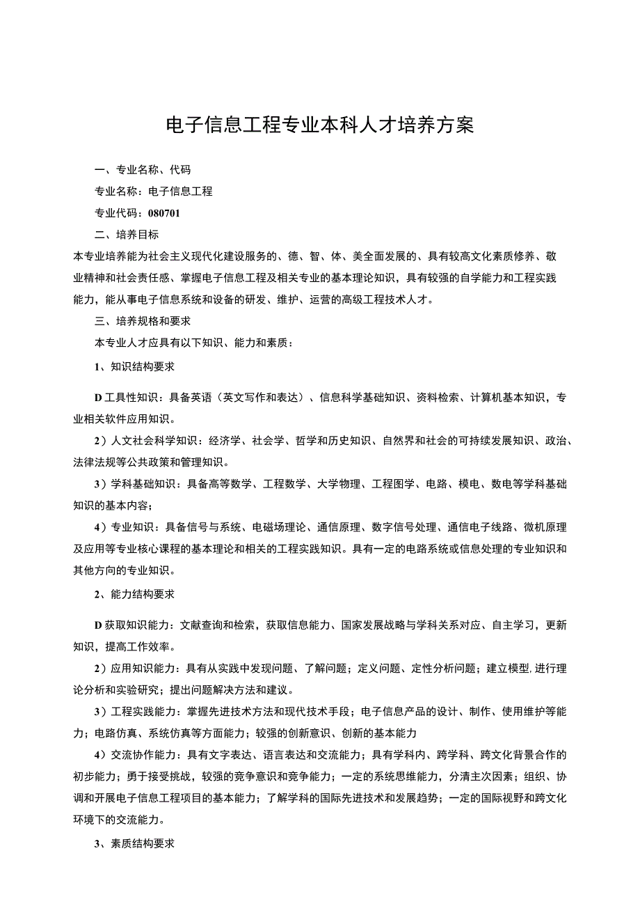 电子信息工程专业本科人才培养方案.docx_第1页