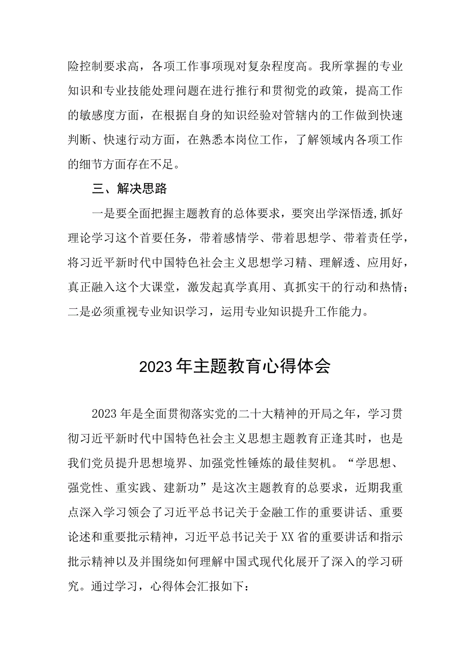 银行2023年开展主题教育的研讨发言十篇.docx_第2页