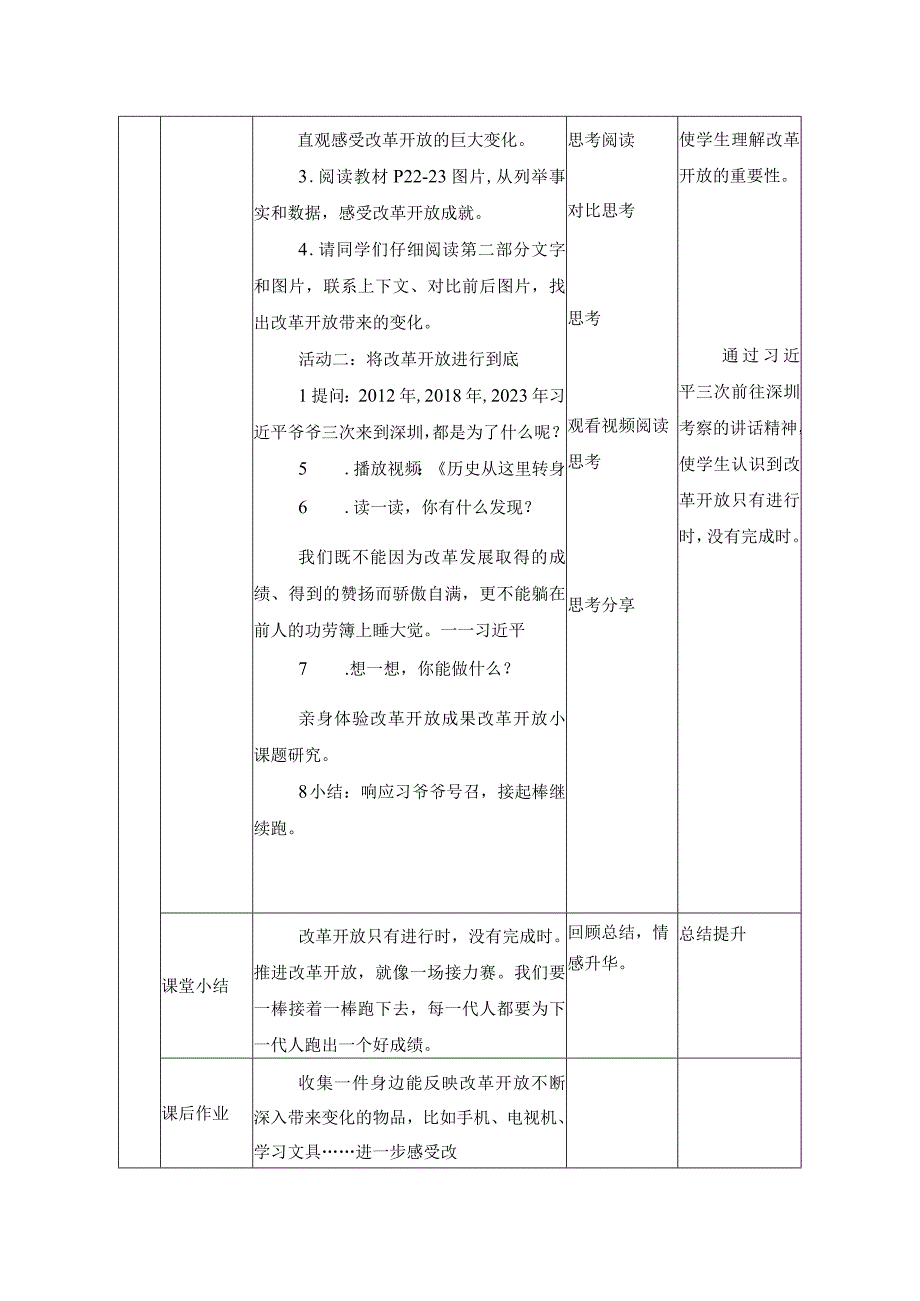 第四讲 唯改革才有出路 教学设计（表格式）.docx_第2页