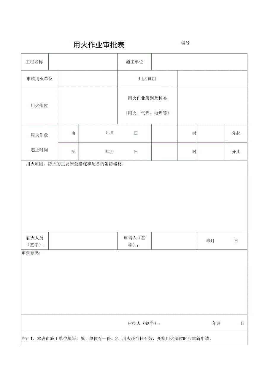 用火作业审批表范文.docx_第1页